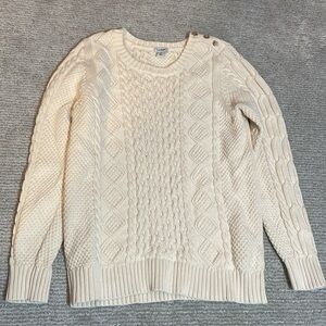 LL Bean Cream Cable Knit Sweater Size M